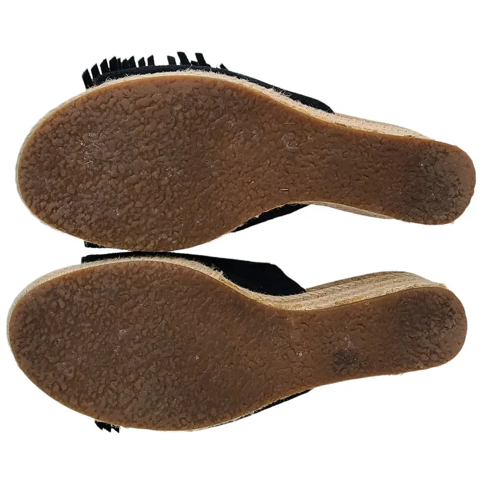 Uggs black suede fringed espadrille slides, EUC, size 7